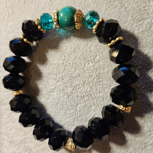 Armband Perlen schwarz-grün