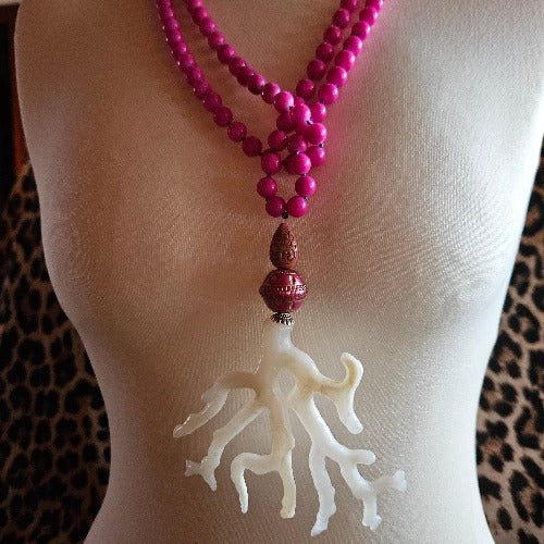 Halskette Perlen pink mit Anhänger