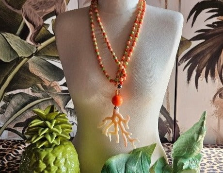 Halskette Perlen orange mit Anhänger