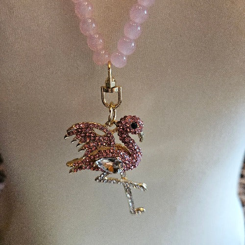 Halskette Perlen mit Strass -Anhänger rosa