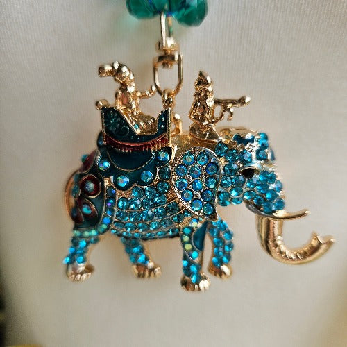 Halskette Glasperlen blau mit Strass Anhänger