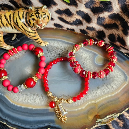 Armbänder rot Perlen, 3er Set
