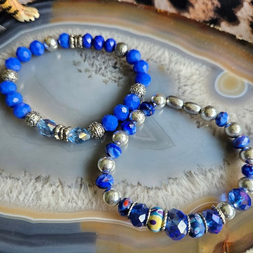 Armband blau 2er-Set Perlen