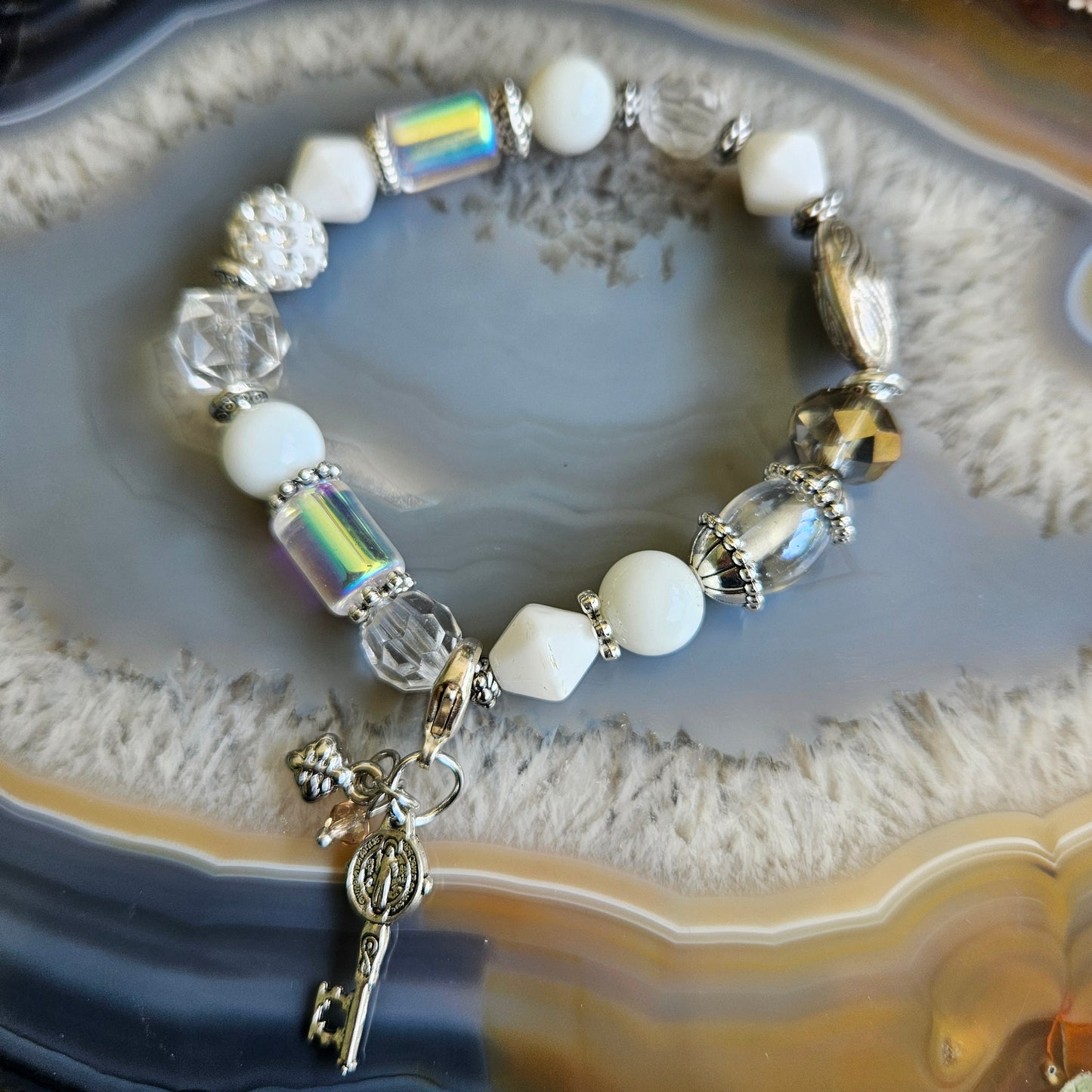 Armbänder weiß Perlen 3er-Set