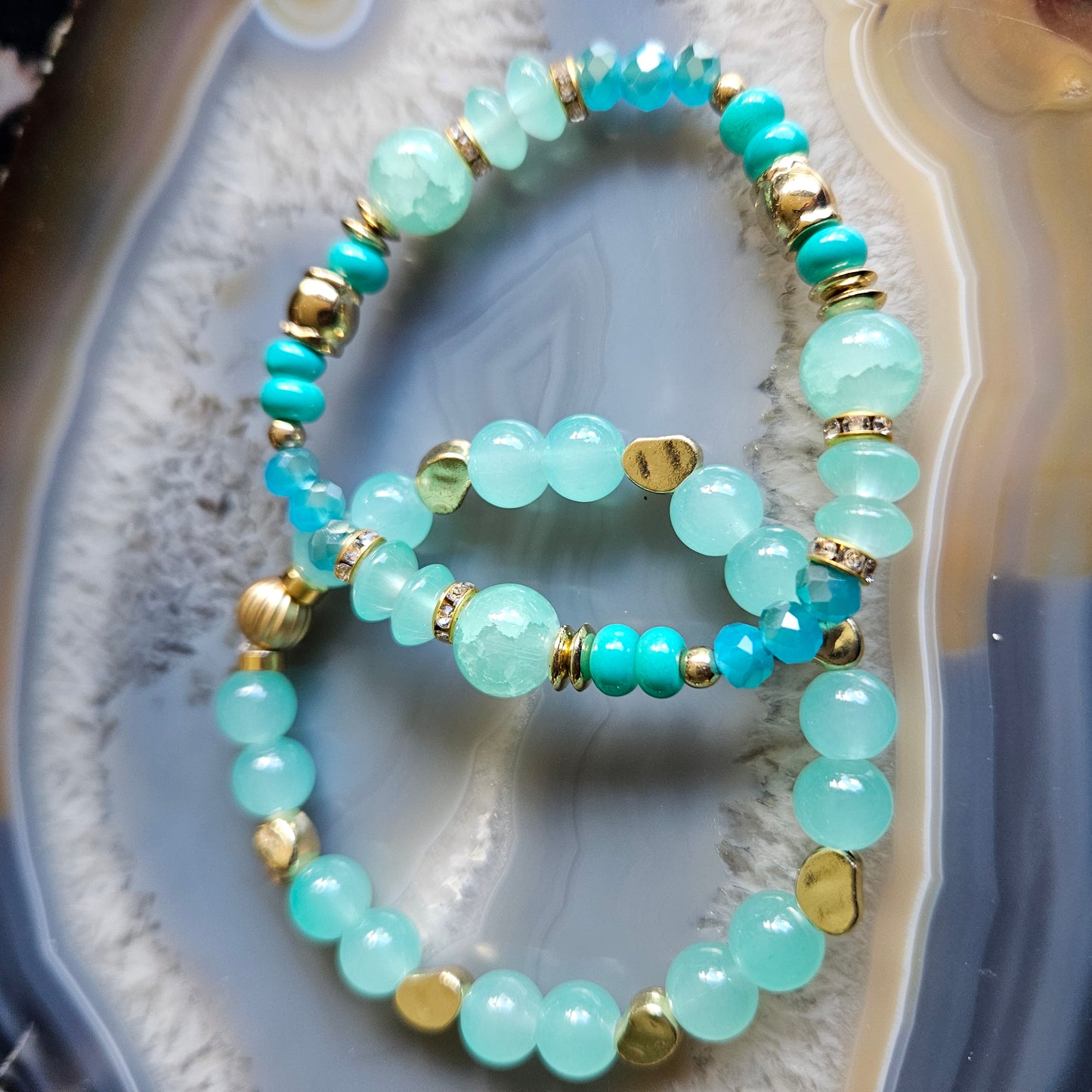 Armbänder türkis Perlen 3er-Set