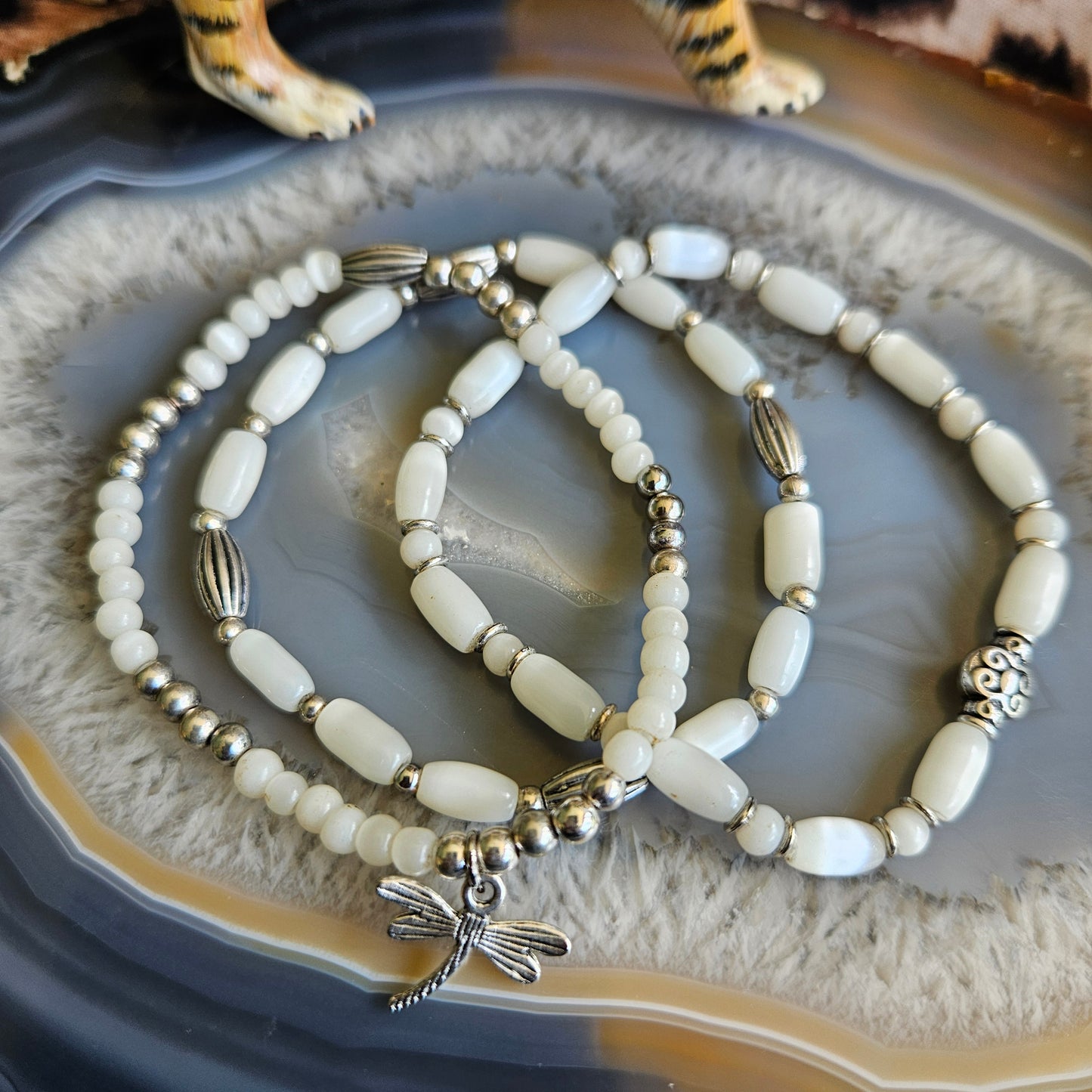 Armbänder weiß 3 er-Set, Schmetterling