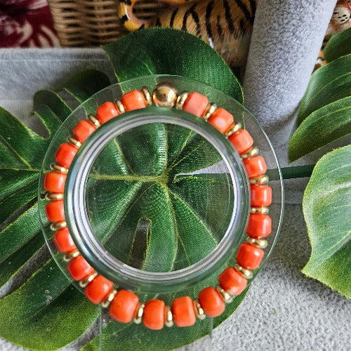 Armband orange, antike Tibet Perlen