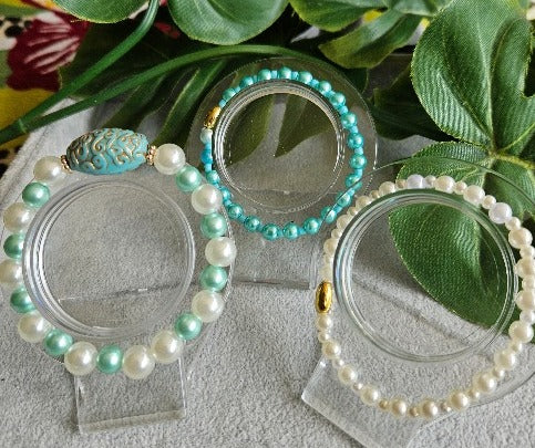 Armbänder 3er-Set weiß / türkis