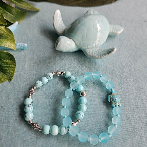 Armbänder Glasperlen hellblau