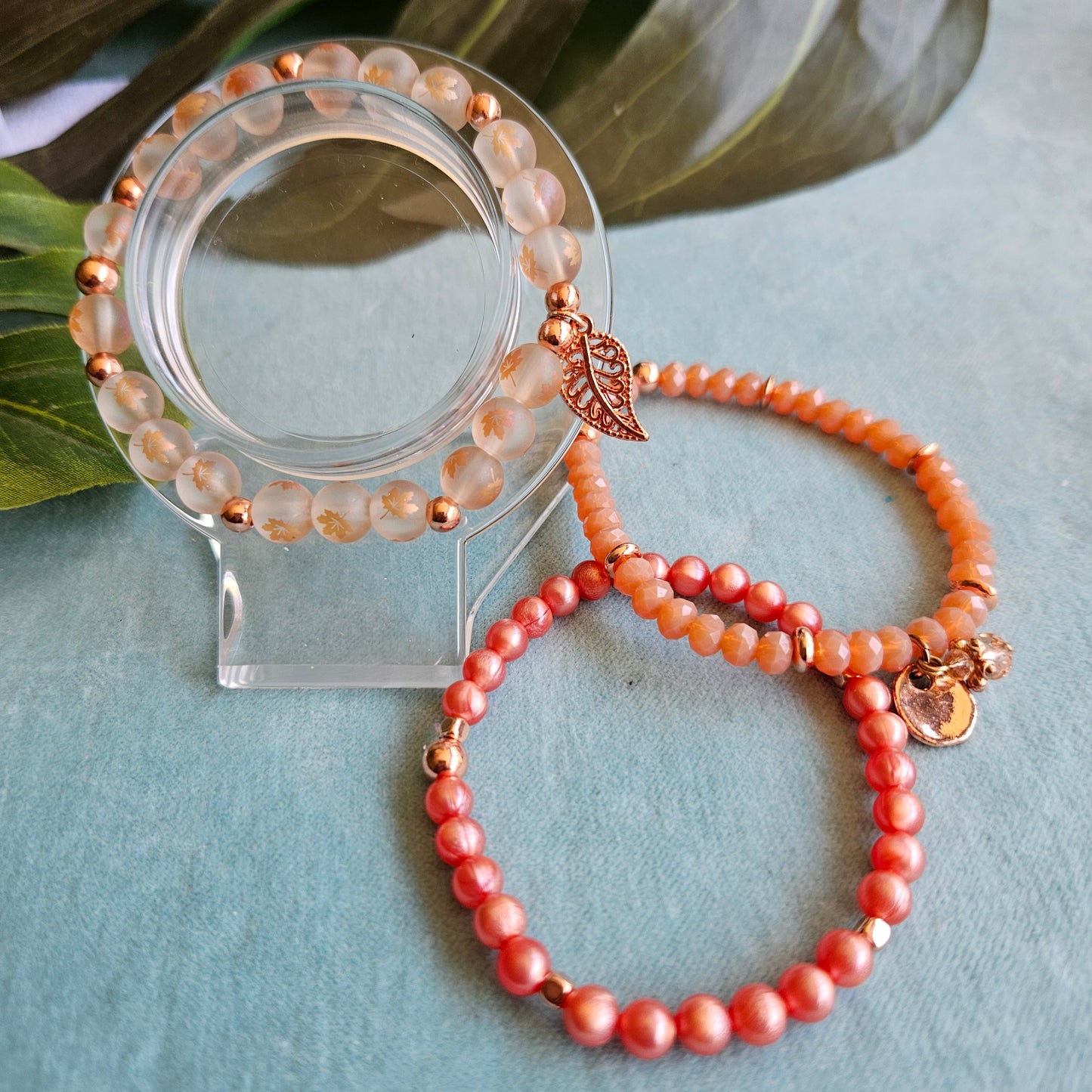 Armband 3er-Set Rosa Anhänger