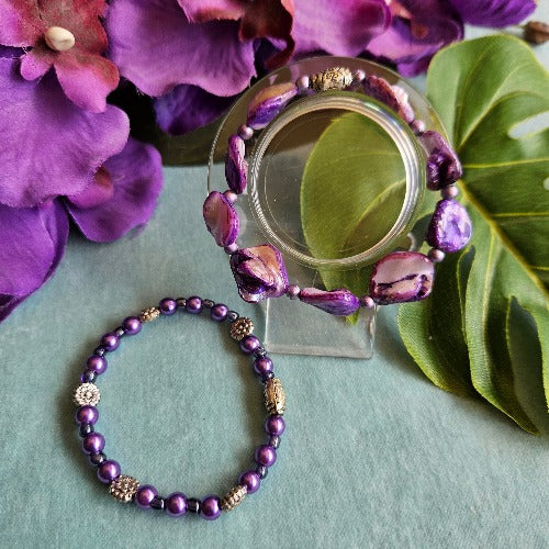 Armbänder Perlen Lila