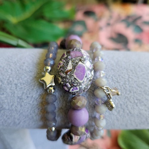 Armbänder Perlen 3er-Set Lila