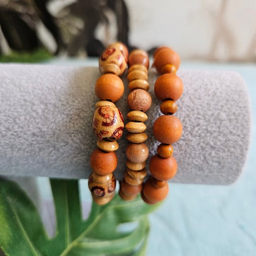 Armband Holzperlen 3er-Ser braun