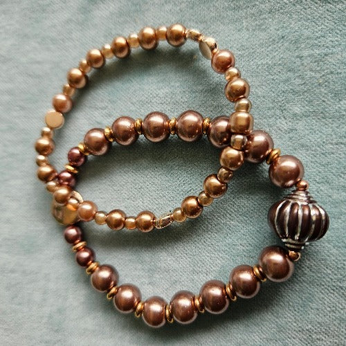 Armbänder Perlen 2er-Set braun