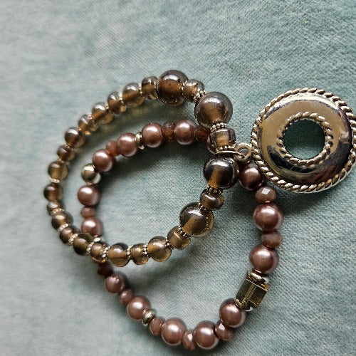 Armband 2er-Set braun mit Glücksanhänger