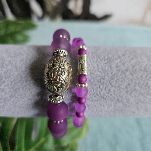 Armbänder 2er-Set Lila Perlen