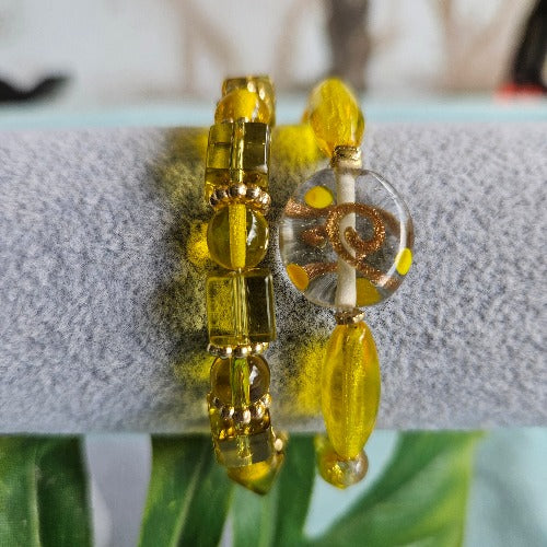 Armbänder 2er-Set gelb schönes Glas