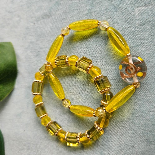 Armbänder 2er-Set gelb schönes Glas