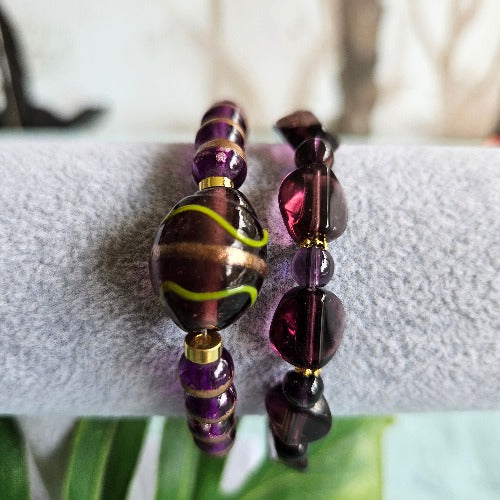 Armbänder Glasperlen Lila