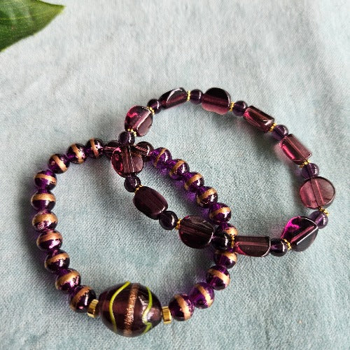 Armbänder Glasperlen Lila