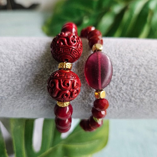 Armbänder Perlen 2er-Set rot