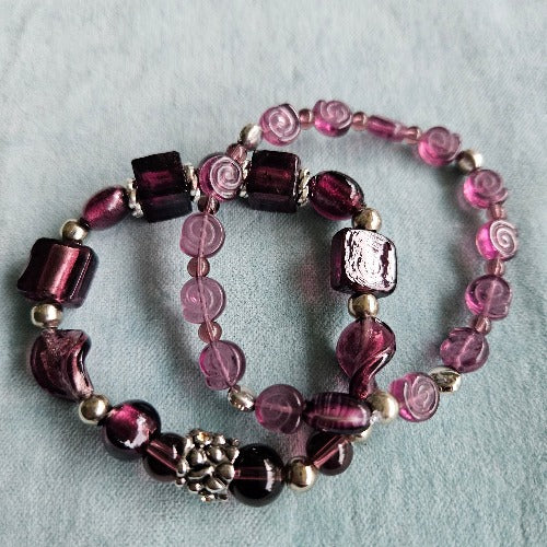Armbänder Glasperlen 2er-Set lila
