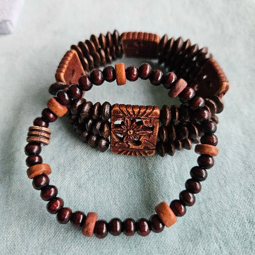 Armbänder 2er-Set Holz braun