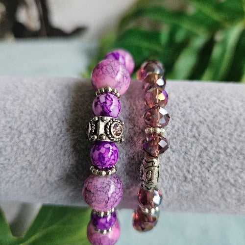 Armbänder Perlen 2er-Set Lila