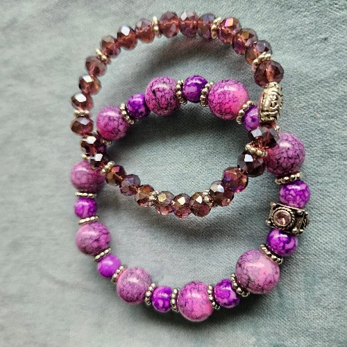 Armbänder Perlen 2er-Set Lila