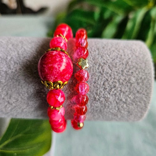 Armbänder Perlen Pink 2er-Set