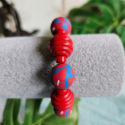 Armband Bunt Perlen 3er-Set Rot /Blau