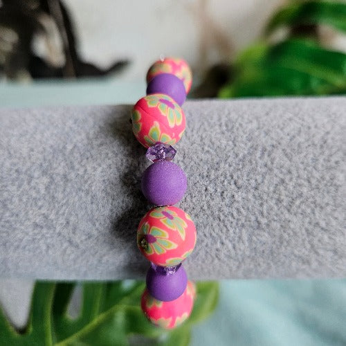 Armband Flieder und Pink große Perlen