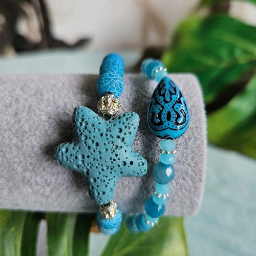 Armbänder hellblau Perlen