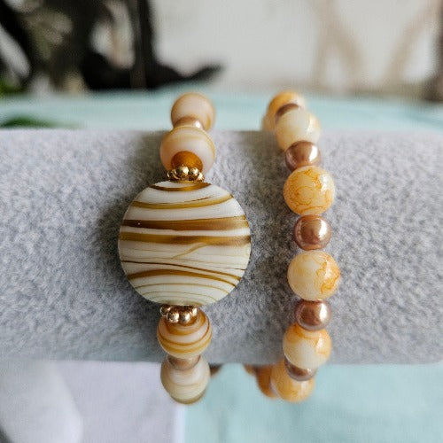 Armbänder Naturperlen beige