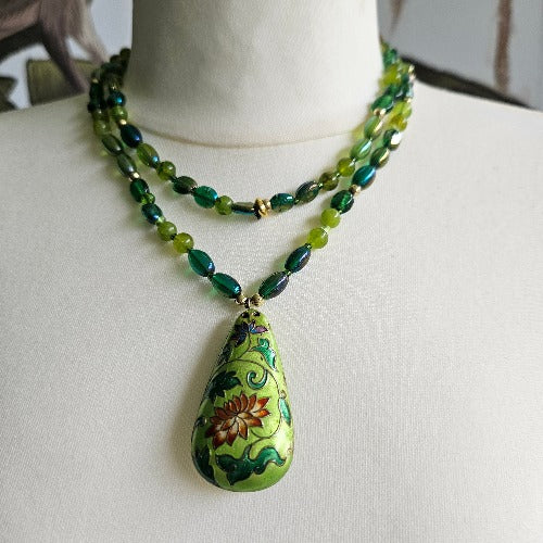 Kette Cloisonnés Antik grün