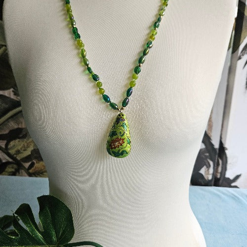Kette Cloisonnés Antik grün