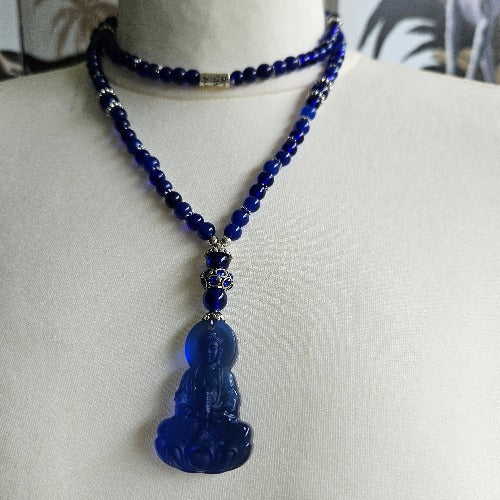 Halskette Glasperlen blau mit Anhänger