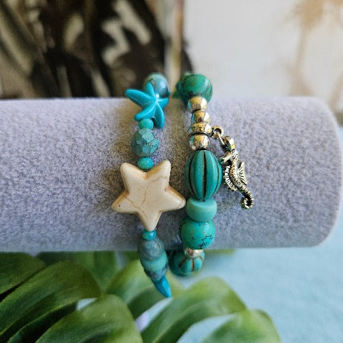 Armbänder Perlen mit Anhänger blau