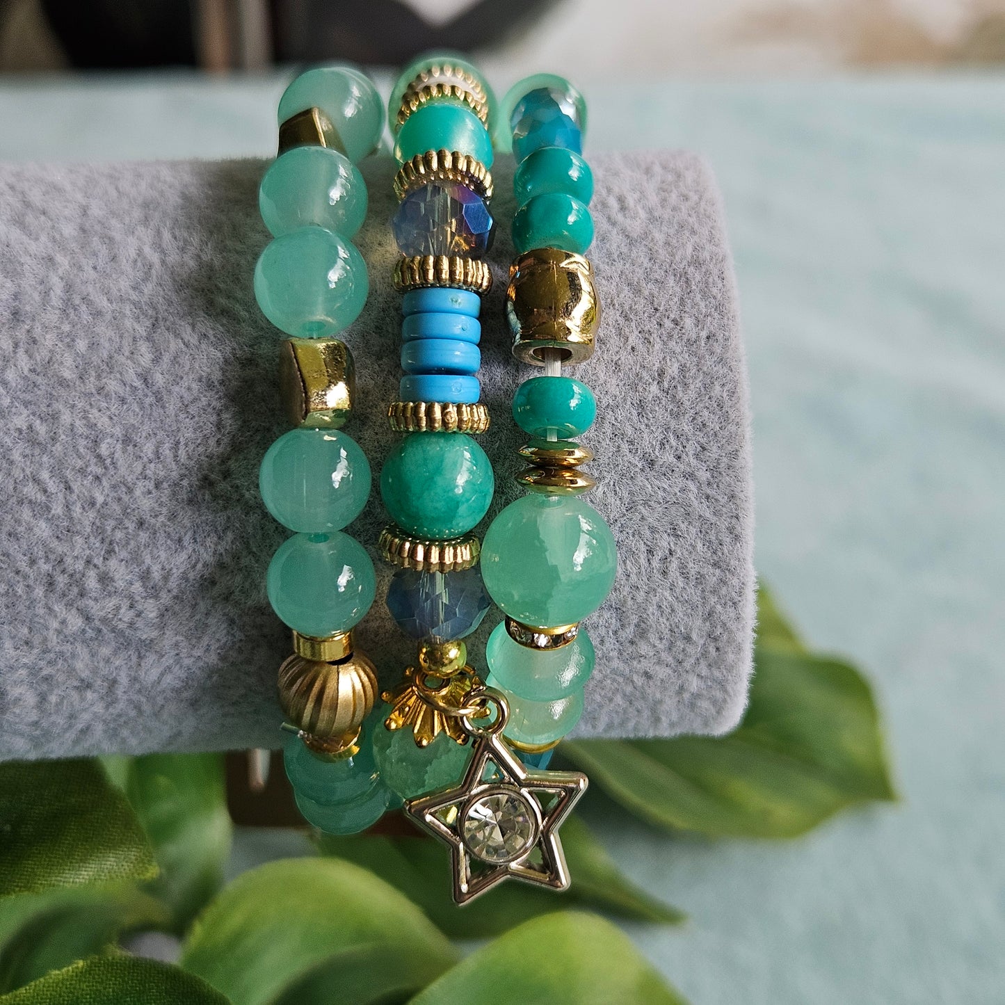 Armbänder türkis Perlen 3er-Set