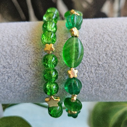 Armbänder Glasperlen2er-Set grün