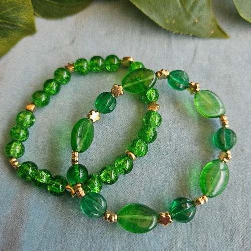 Armbänder Glasperlen2er-Set grün