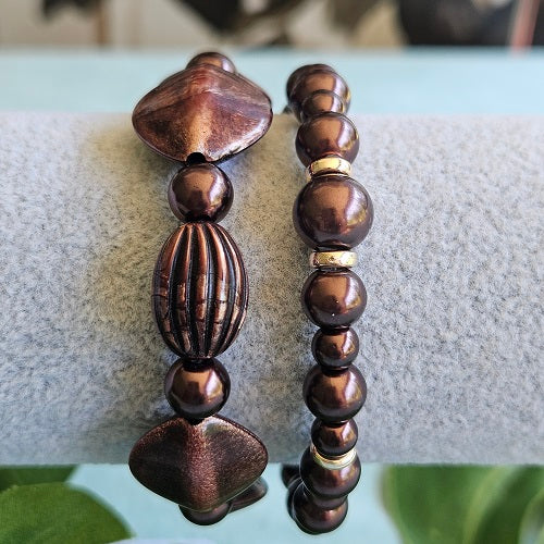 Armbänder Natur Perlen braun