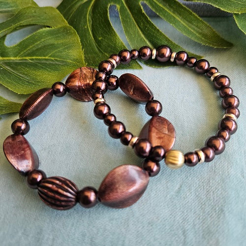 Armbänder Natur Perlen braun