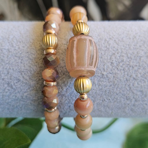 Armbänder Perlen beige Natur