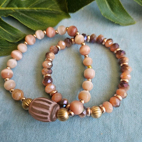 Armbänder Perlen beige Natur