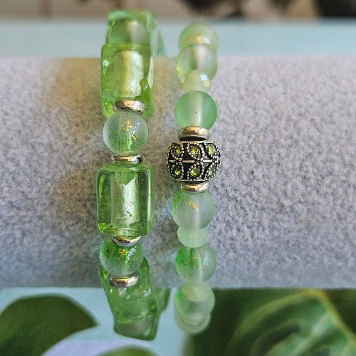 Armbänder Glasperlen 2er-Set grün