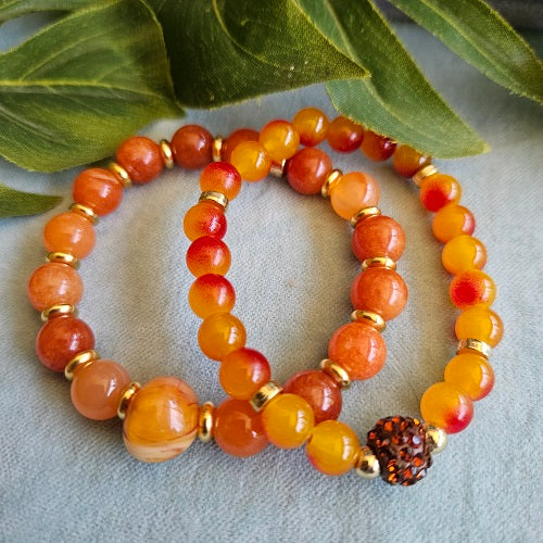 Armbänder 2er-Set braun Naturstein
