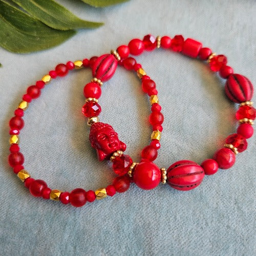 Armbänder Perlen 2er-Set rot