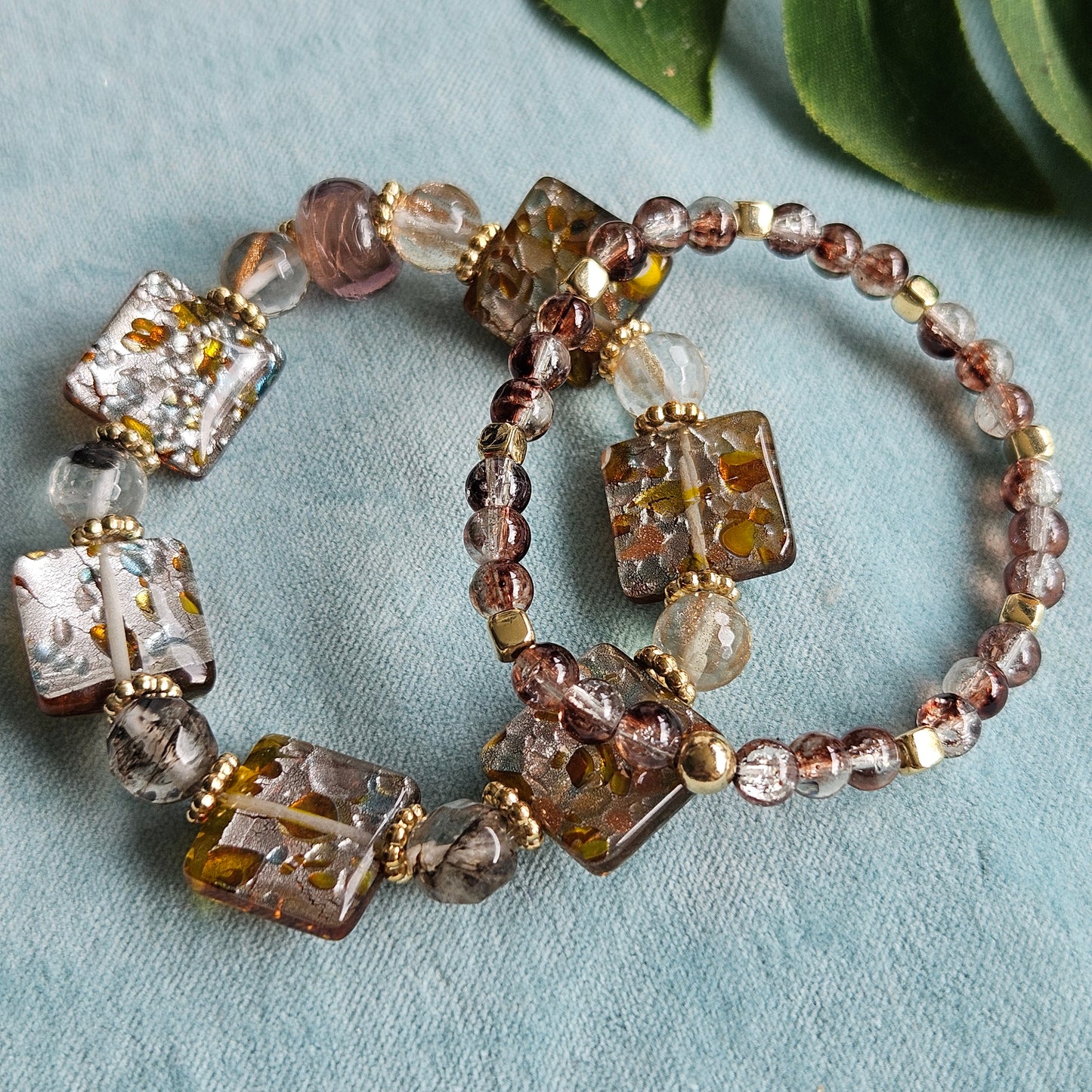 Armbänder Glasperlen 2er-Set beige