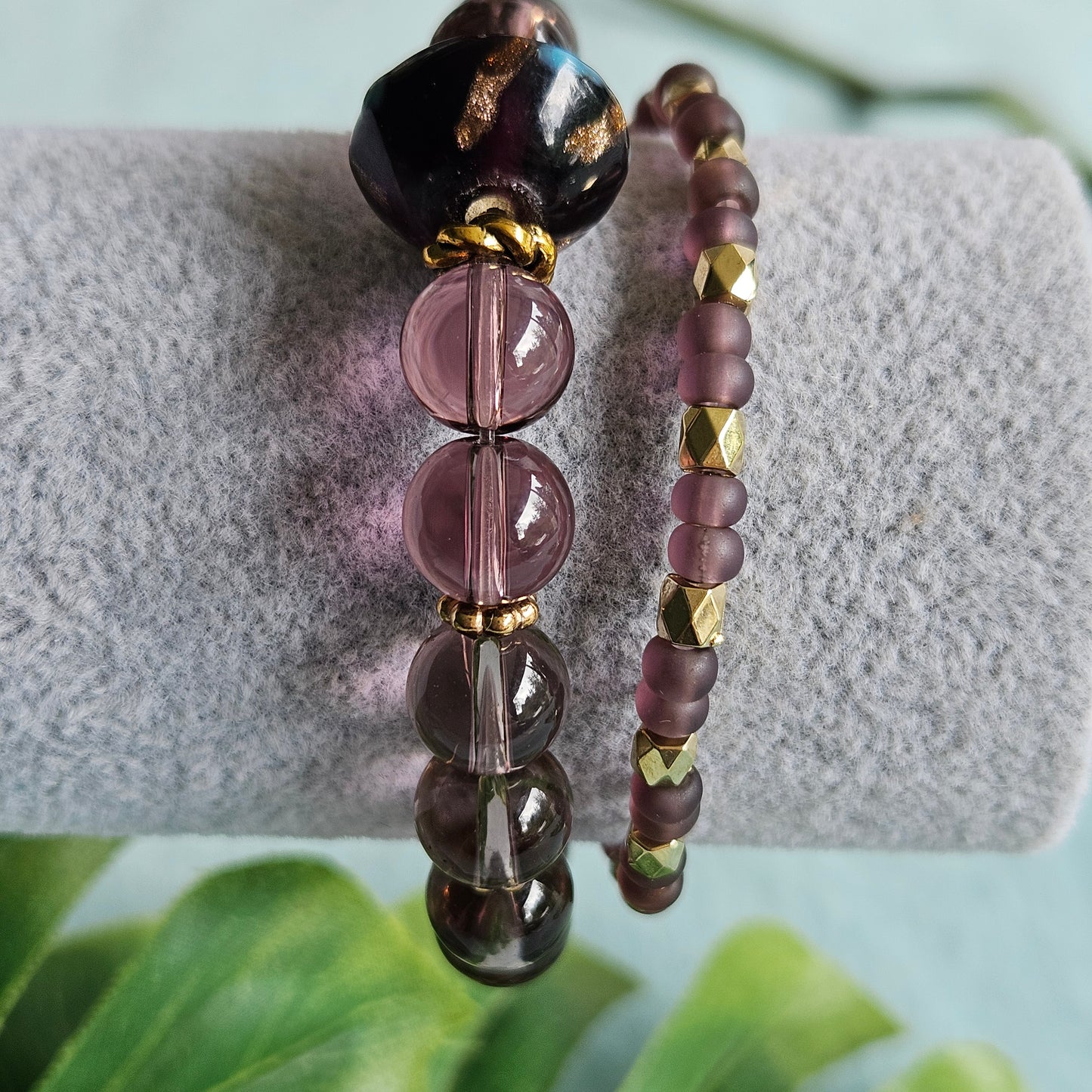 Armbänder Glasperlen lila